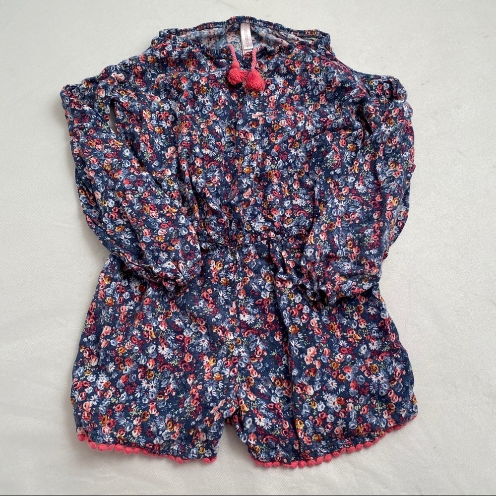 Xhileration navy multicolor cold shoulder romper